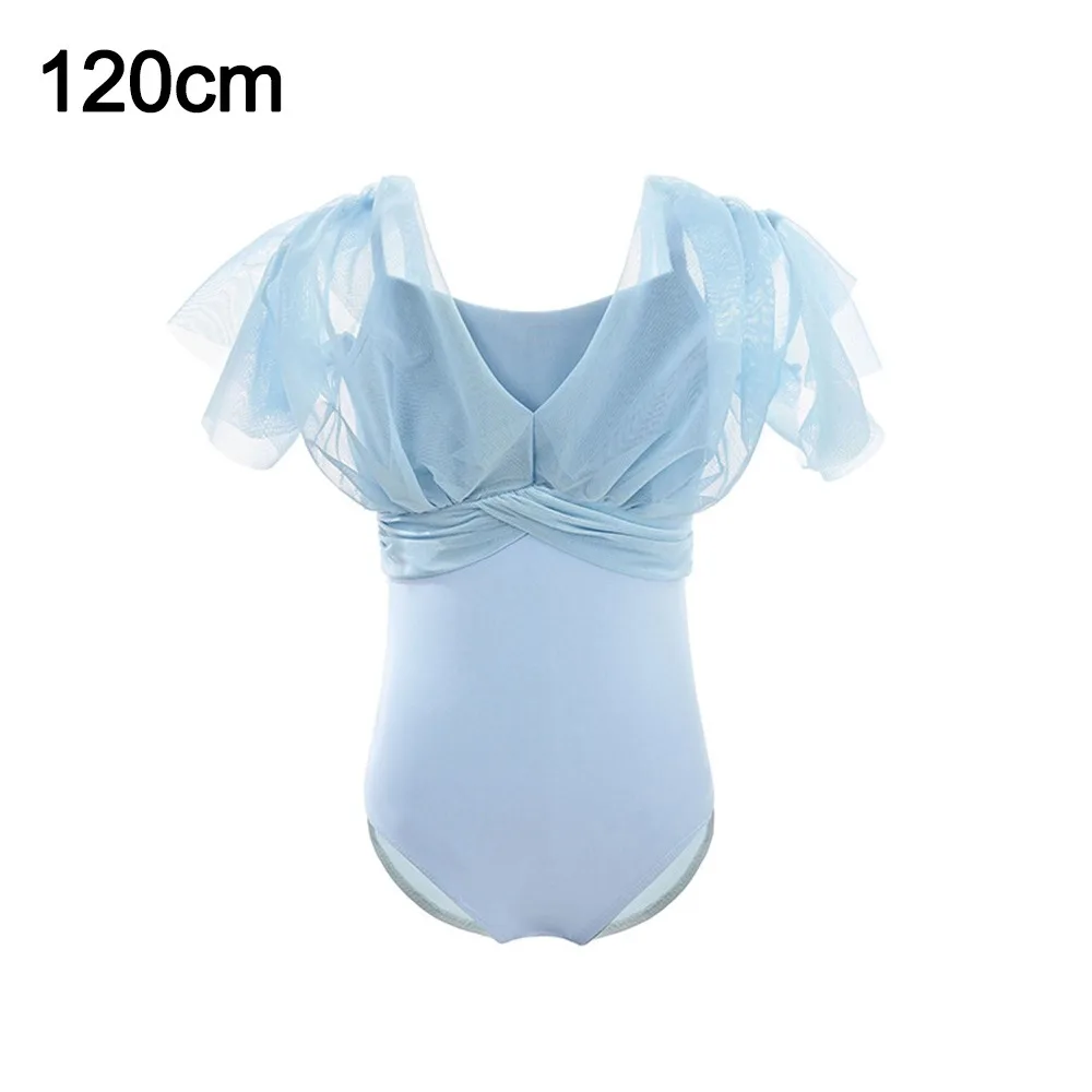 

New Nylon Ballet Leotard Pleats Design Short Sleeve Dance Costume Dancewear Stage Performance
