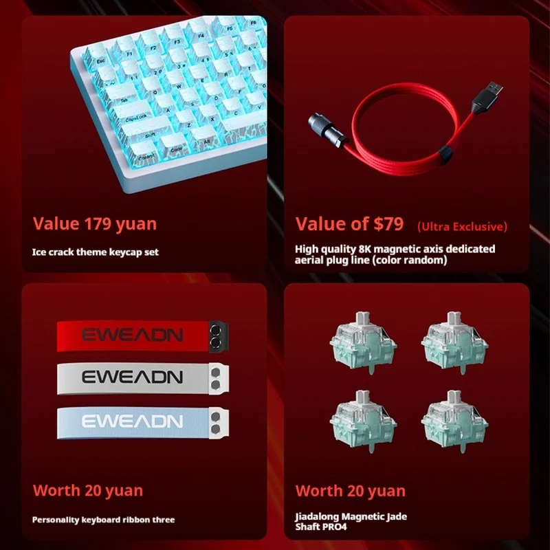 EWEADN Zap68 Pro Max Magnetic Switch Mechanical Keyboard Wireless Tri-Mode Gaming Customized Magnetic Jade Switch