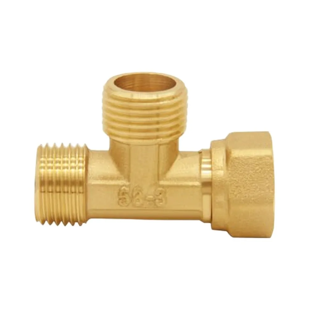 Brass T Joint Water Splitter for Home Plumbing Setups Supporting Showerhead Faucet and Bidet Spray Compatibility