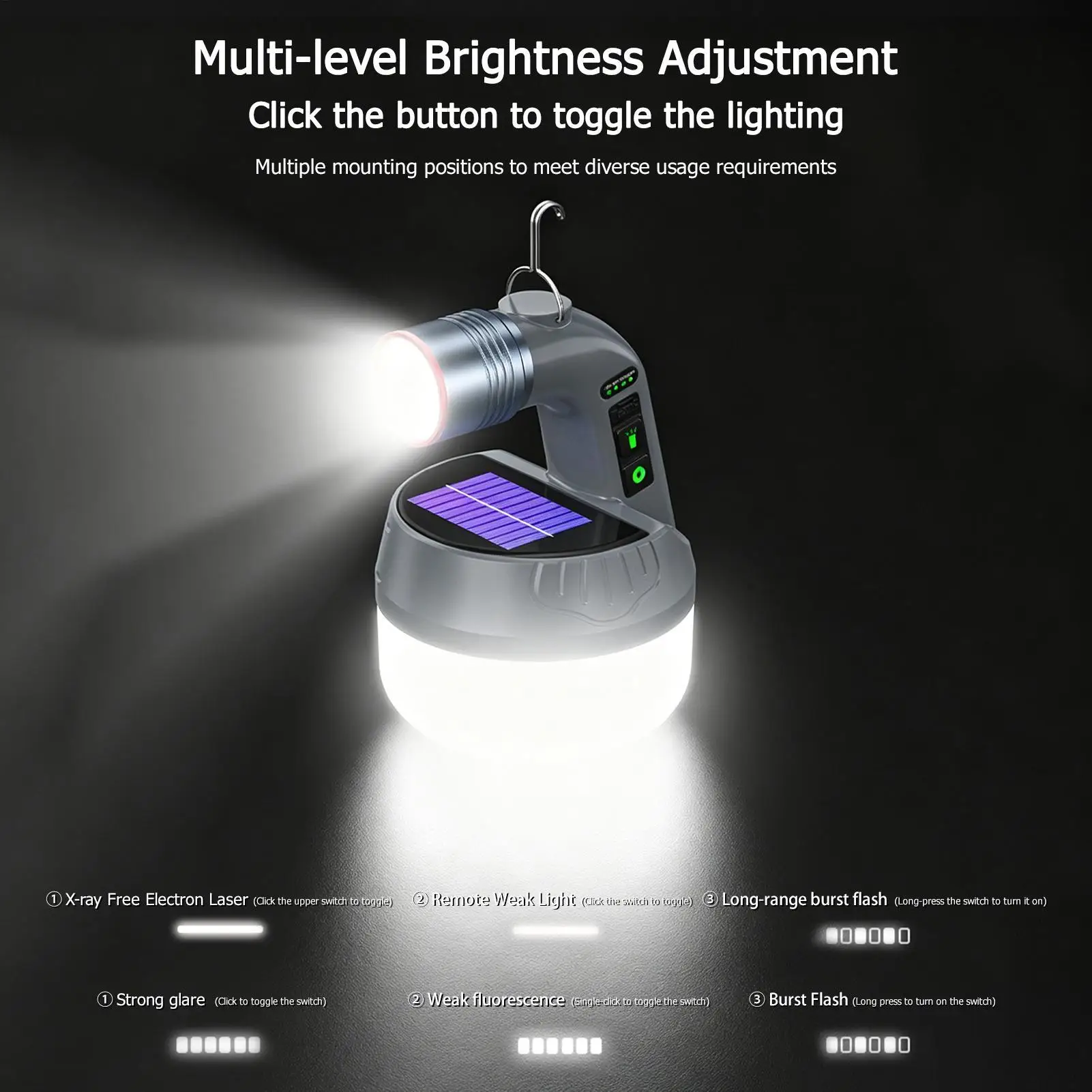 Solar Lantern Outdoor Light USB Rechargeable Decorative Table Lamp Solar Powered Lantern For Camping Backpacking Fishing Night
