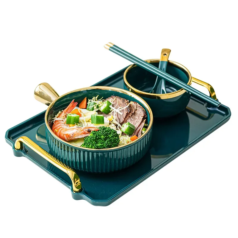 

Instant noodle bowl, ceramic handle bowl with handle, tableware and dishes for one person