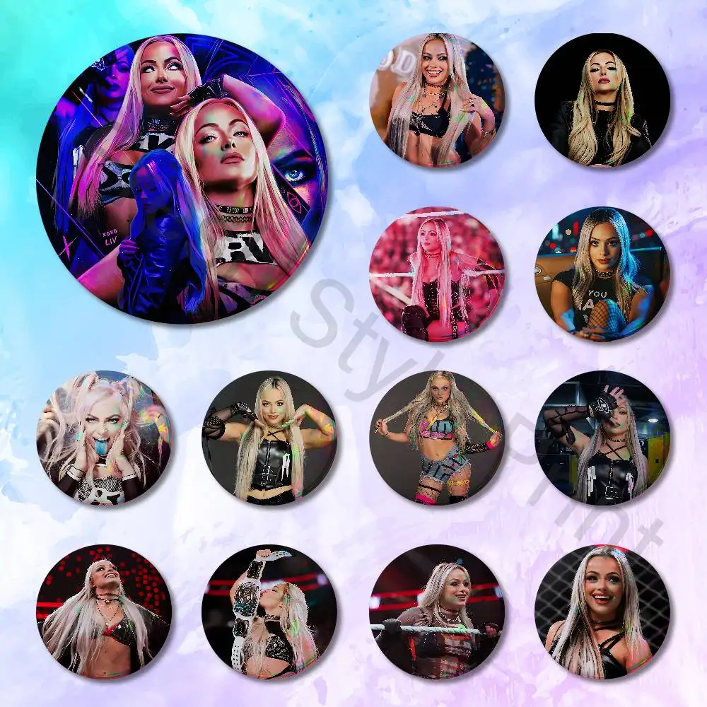 W-Wrestler L-Liv M-Morgan 32mm 58mm 75mm 44mm 25mm Anime Badges Brooches DIY Pins Decorations Birthday Gifts