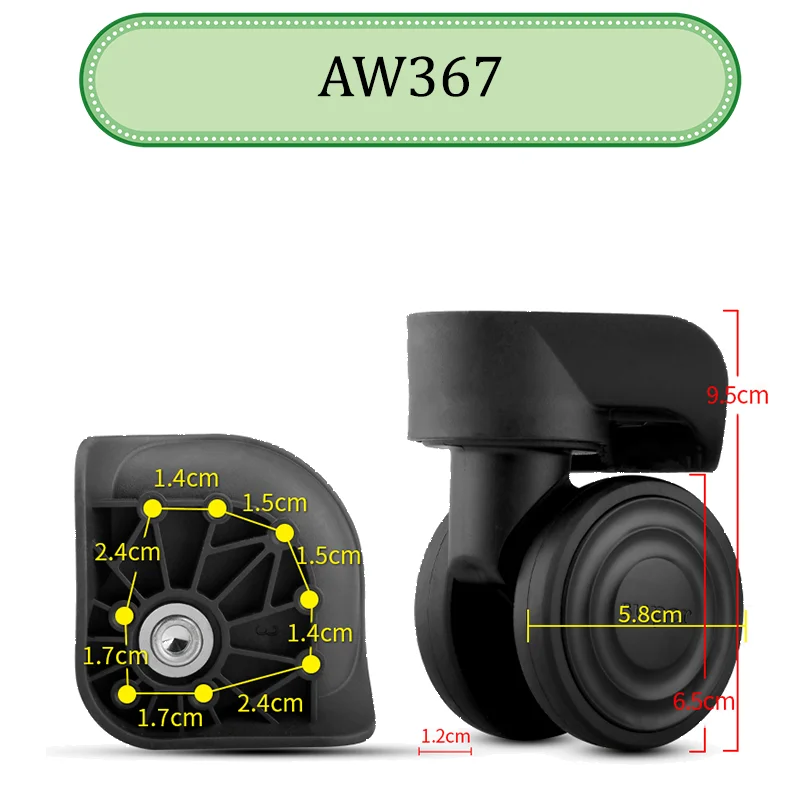 Casing troli Roda Universal hitam untuk Super AW367 bagasi pengganti roda kastor geser Slient perbaikan tahan aus