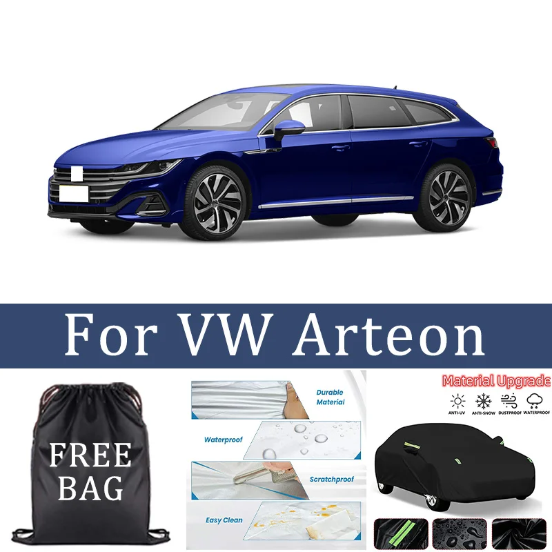 

Car Cover For VW Arteon Full Exterior Black Silvery-Auto Cover Sunshade Dustproof Waterproof Reflective strips cars accessories