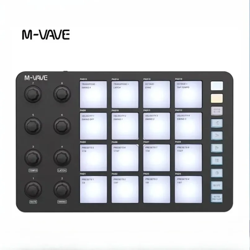 M-VAVE SMC-PAD Portable USB MIDI Drum Pad Controller 16 Pads for Beat Making Music Production Studio Live Performance Daily Use