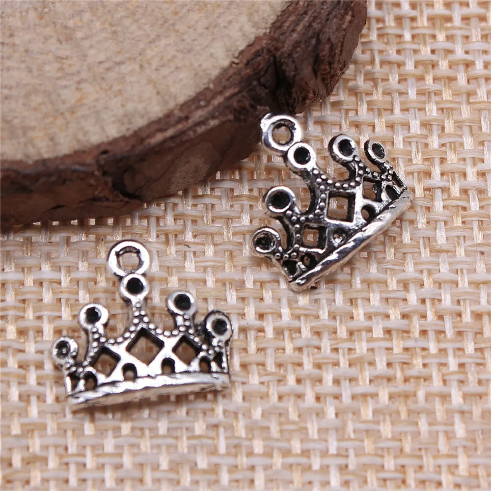 WYSIWYG 20pcs 13x11mm Antique Silver Color Crown Charms Pendant For DIY Jewelry Making Handmade Jewelry Craft Findings