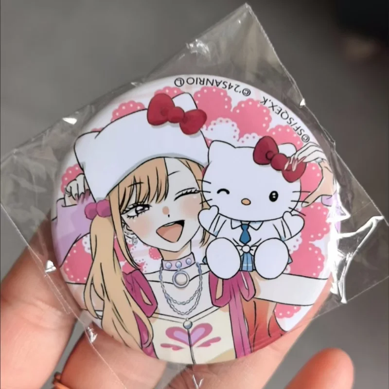 2pcs Kawaii Sanrio Hello Kitty Badge Kuromi Cute Anime Co Branded Series Backpack Decoration ClothesStickers Girls FestivalGifts