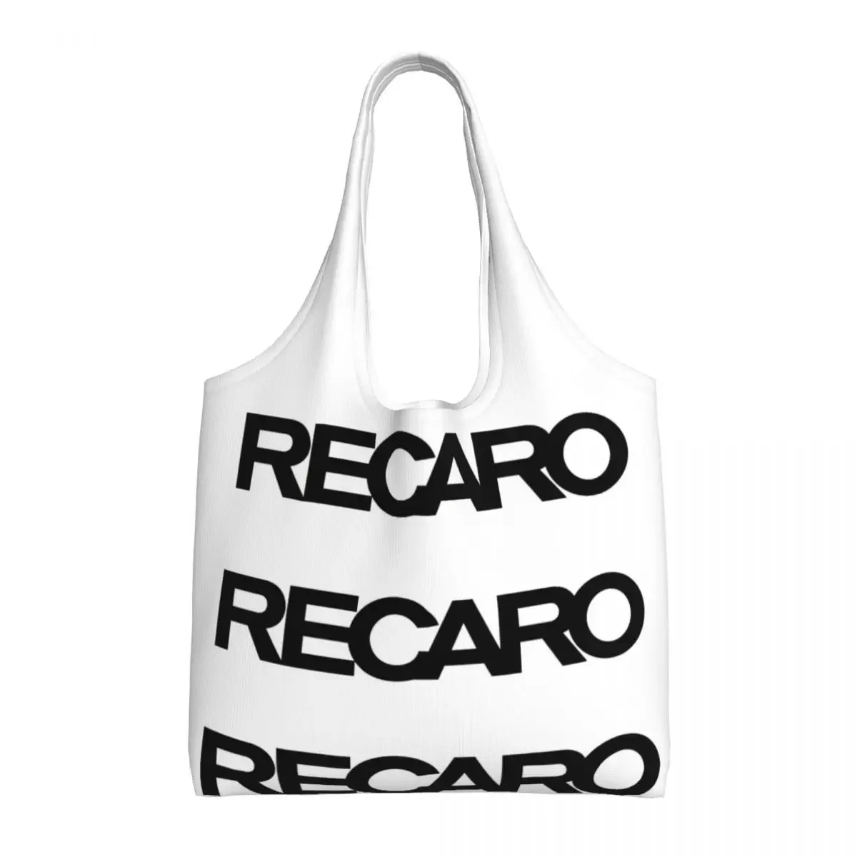 Recaros Logo Groceries Shopping Bag Custom Printing Canvas Shopper Tote Shoulder Bags Big Capacity Washable Photography Handbags