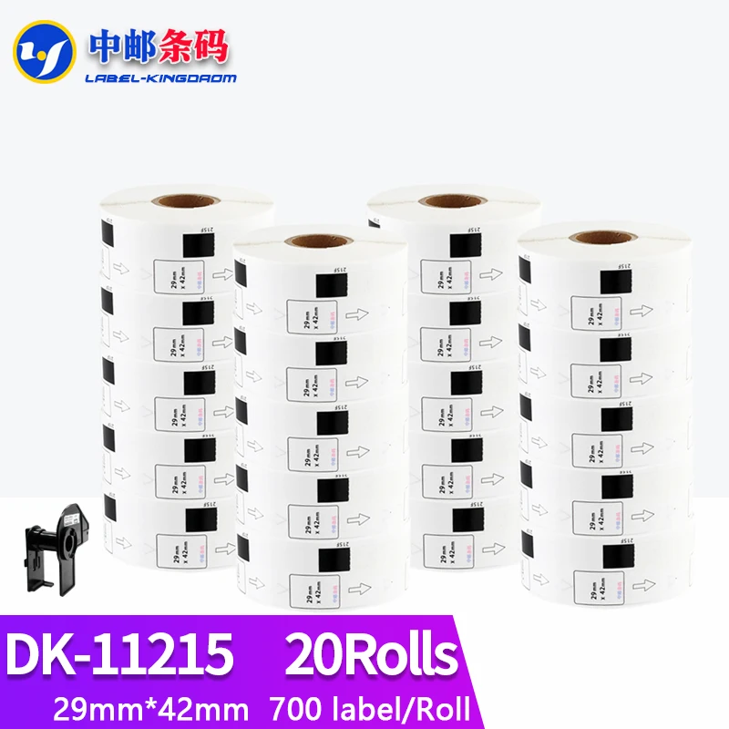 

20Rolls Compatible DK-11215 Label 29mm*42mm Die Cut Work for Brother Printer White Paper DK11215 DK-1215