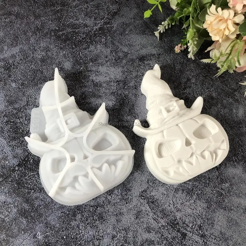 Home Decors Pumpkin with Witch Hat Casting Mold for Resin Plasters Seasonal Use