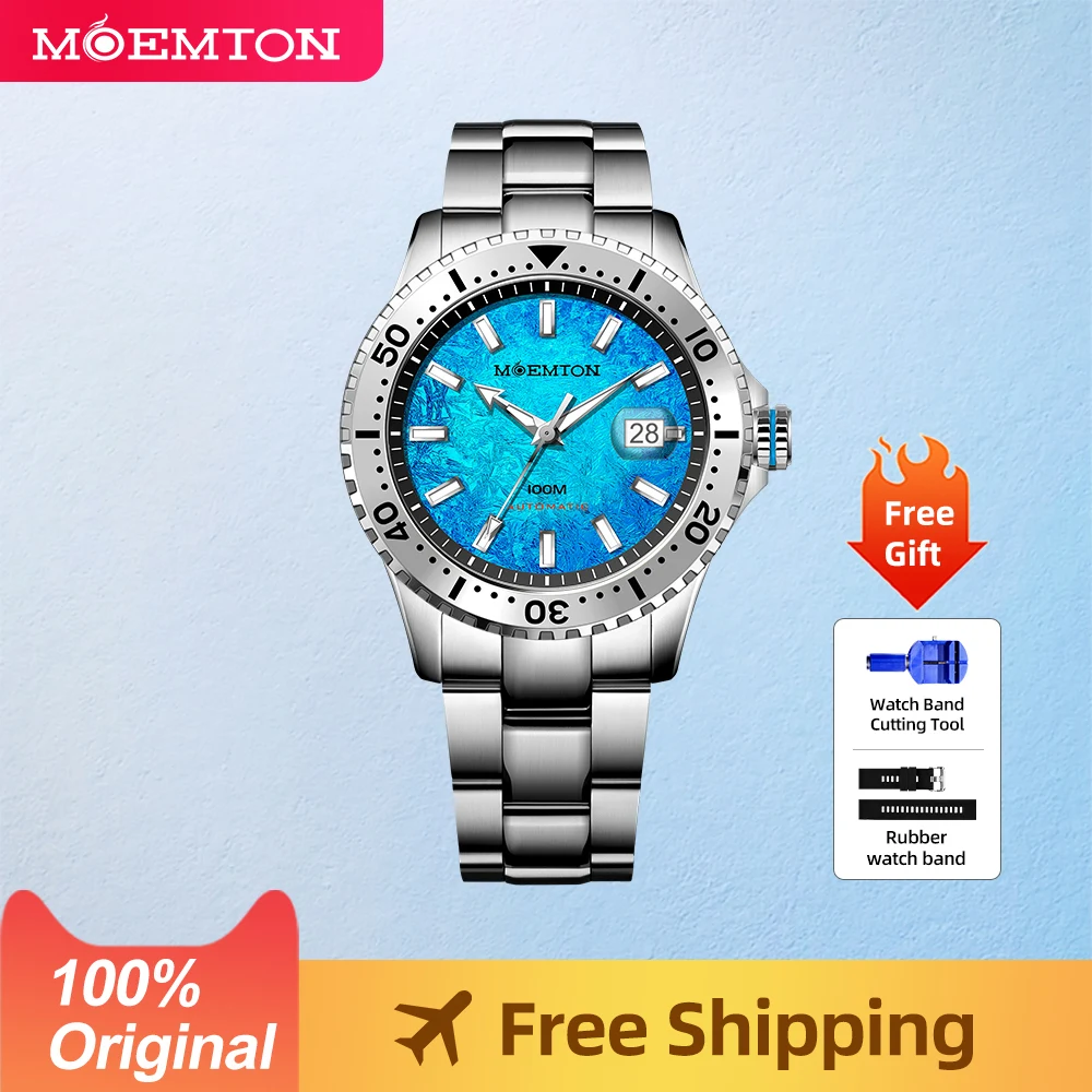 

MOEMTON Original Men's Automatic mechanical watch German brand 10bar waterproof steel belt diving sports watch