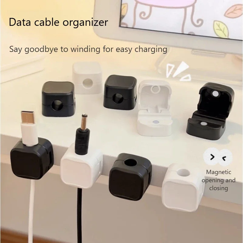 Smooth Magnetic Cable Clips, Adjustable Cord Holder for Under Desk Wire Management, Wire Keeper and Cable Organizer Holder