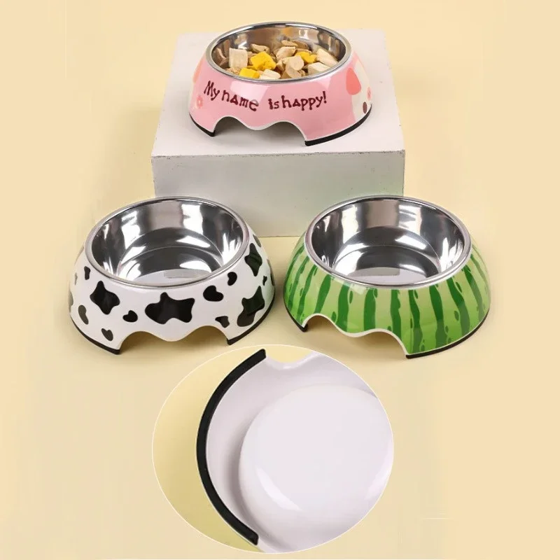 Super Good Quality Pet Bowl Stainless Steel Cartoon Dog Cat Food Feeder Imitation Ceramic Detachable Non Slip Bowls Pet Supplies