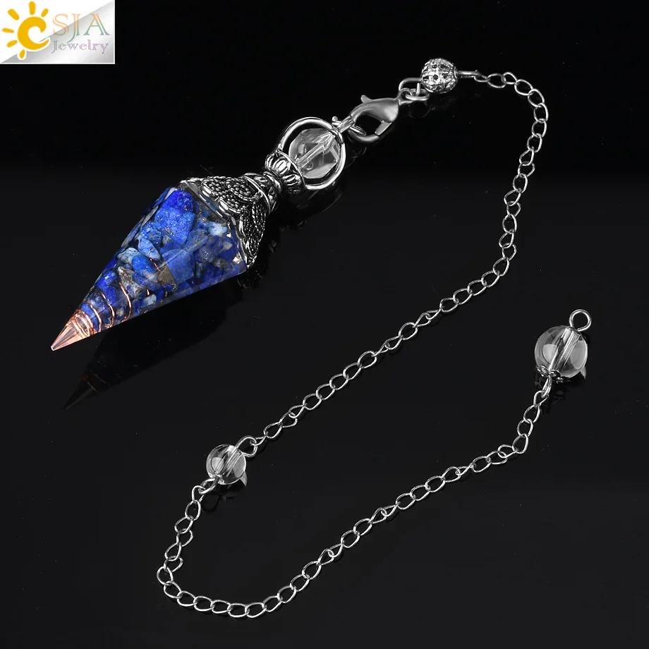CSJA Healing Crystal Slinger voor Waarzeggerij Wichelroedelopen Roze Kwarts Slingers Natuurlijke Edelsteen Reiki Kristallen Hanger Pendulos E112