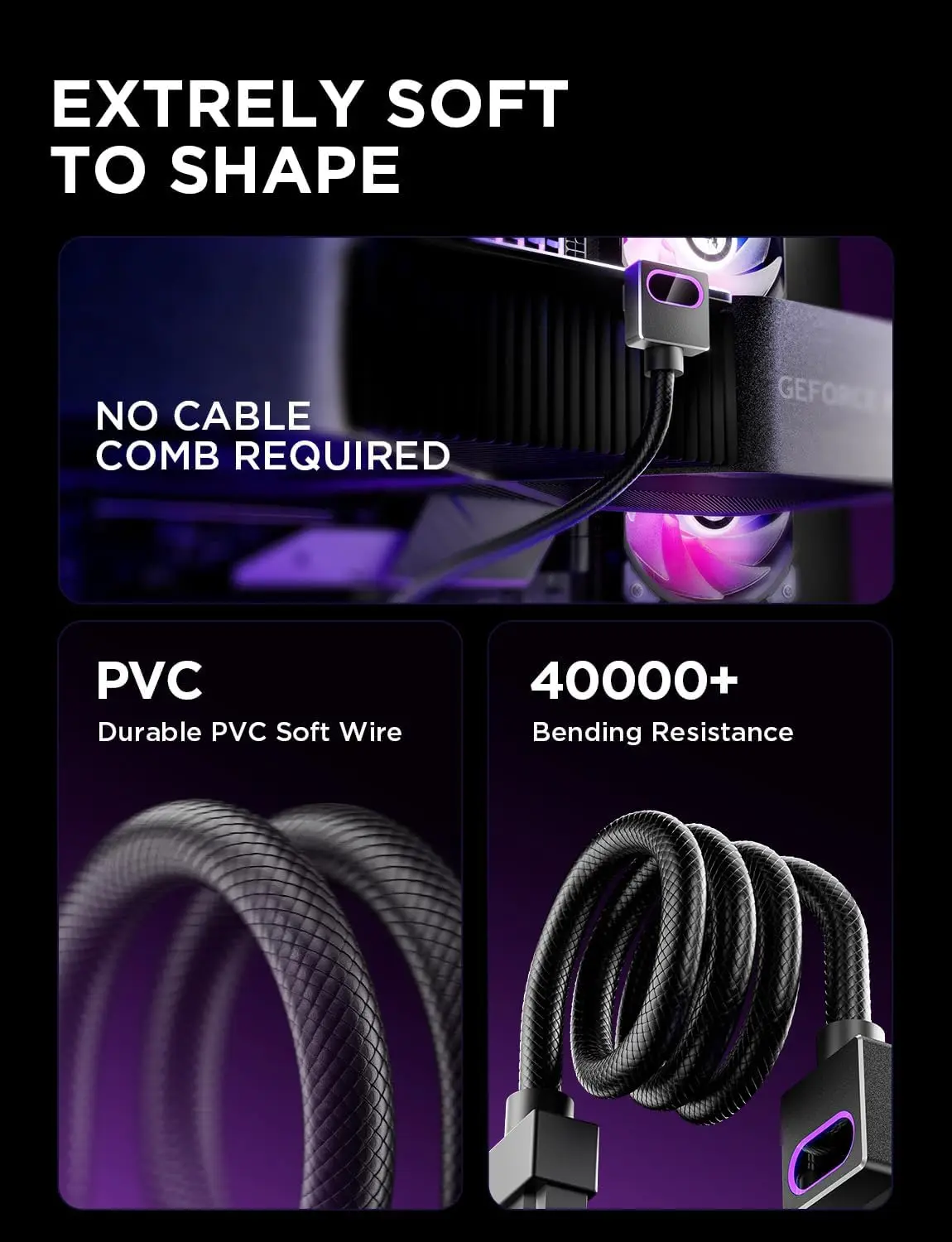 Модульный кабель видеокарты GPU16Pin, AIJS 18AWG, дизайн «папа-папа», ARGB 12VHPWR с 5 В, 3 контактами 5090, не применеется