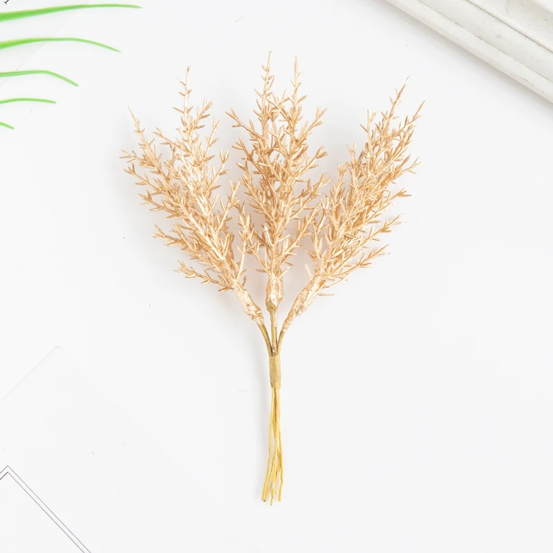Künstliche Pflanzen Goldener silbriger gefälschter Zweig für Weihnachtsbaumkränze Home Candy Box Zubehör Hochzeitsbogen Dekoration