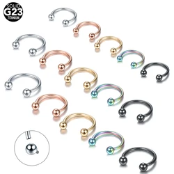 1pc Titanium Ball Septum Horseshoe Ring Internally Threaded Circular Cartilage Lip  Piercing Body Jewelry for Women 6/8/10mm
