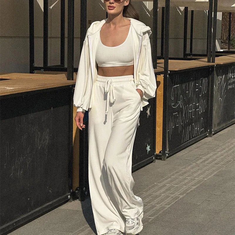 

Модные широкие брюки с высокой талией, повседневный комплект футболок, женский осенне-зимний комплект из полиэстера, студенческий 202020, рабочий наряд