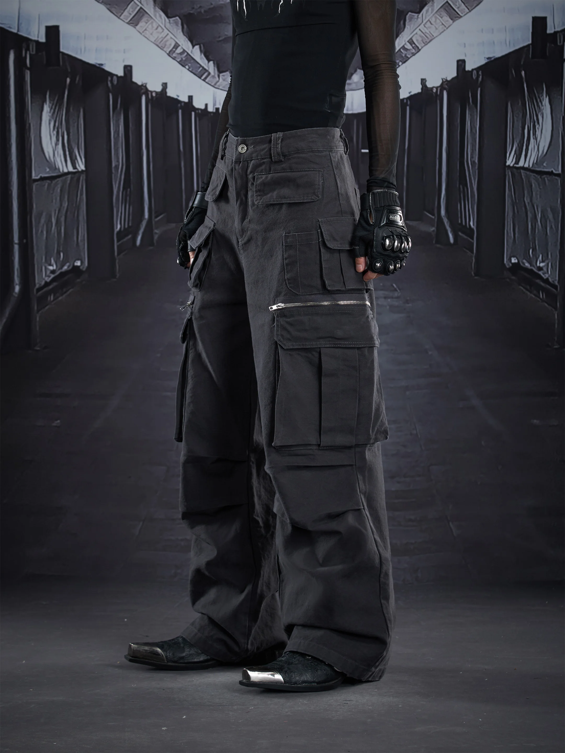 Design Super Heavy Industry Multi-Cutting Piece Structure Stitching Multi-Pocket Cargo Pants Loose Straight Casual Men and Women