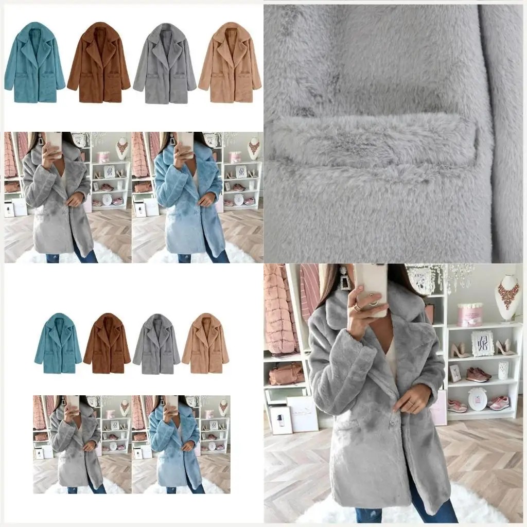 

Women Fuzzy Fleece Jackets Long Open Front Cardigan Jackets Coat Warm Furry Coat