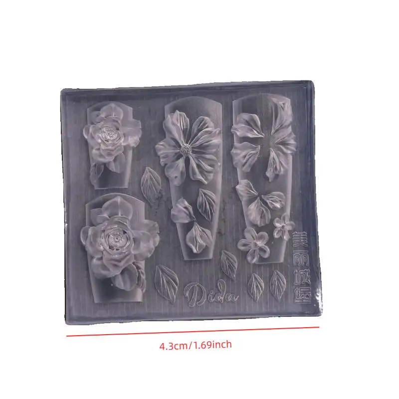 3D Rose and Ice Flowers Mold for Custom Resin Nail Art Silicone for Creative Carving