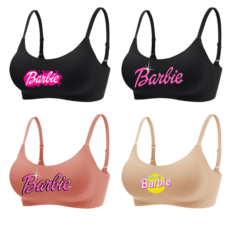 New Women Summer Barbie Underwear Kawaii Girls Push Up No Steel Ring Seamless Bra Vest Anime Soft Intimates Short Tube Tops Gift