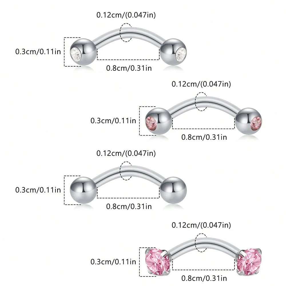 16G Eyebrow Rings Rook Earring Rook Piercing Vertical Labret Lip Jewelry Stainless Steel Bridge Eyebrow Piercing Jewelry