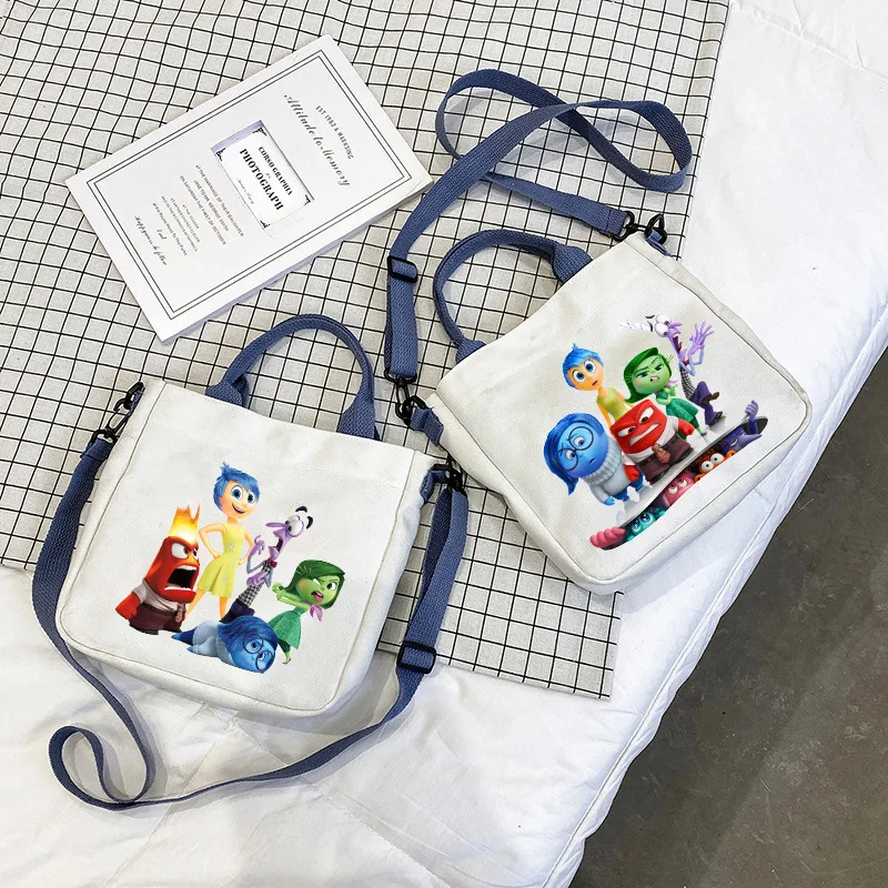 Disney Inside Out 2 Canvas Tote Bag for Women 2024 New Movie Handbags Detachable Shoulder Strap Large Capacity Shoulder Bag