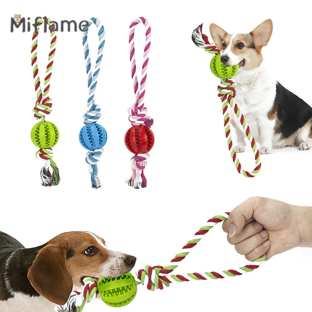 

Miflame Knot Ball Pet Dog Bite Toy Teddy Corky Labrador Leaky Ball Dog Bite Toy For Cleaning Teeth Puppy Chew Molar Accessories