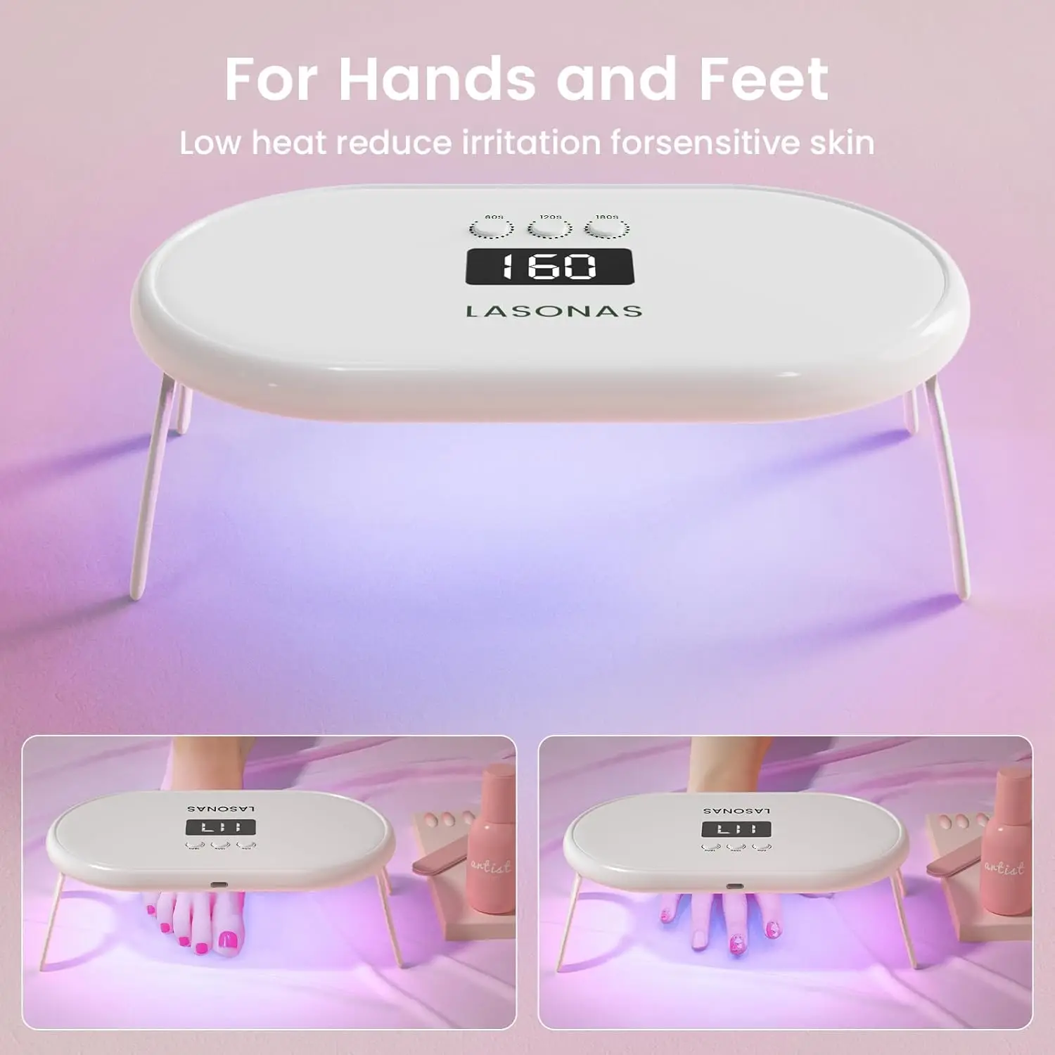 مصباح أظافر LED بالأشعة فوق البنفسجية بقدرة 24 وات، مجفف طلاء جل محمول سريع المعالجة مع 3 إعدادات للمؤقت #6