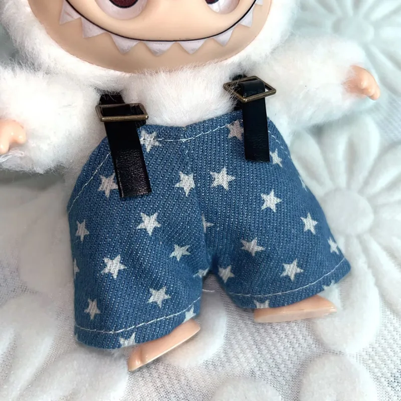 

New Labubu Vintage Labubu Vinyl Doll Clothes 1st-3rd Gen 17cm Summer Sitting Standing Overalls Set EXO KPOP Girls Favorite