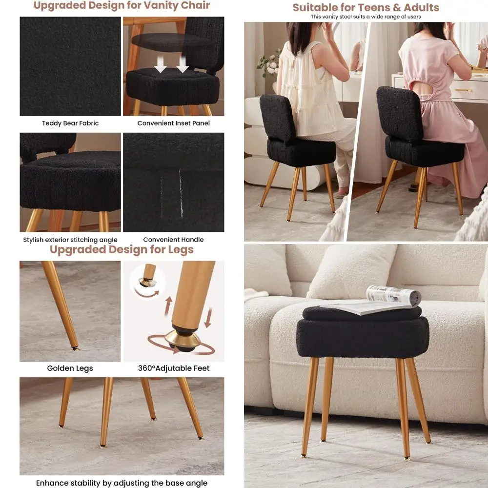 

Роскошный пуф-оттоманка с мягкой спинкой и золотыми ножками, подходит для гостиной, спальни, 16x12,5 дюймов