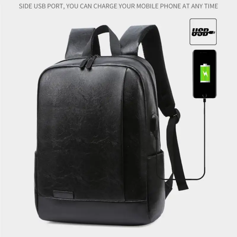 Zaino da uomo alla moda in pelle PU cartella da ufficio casual da viaggio laptop da ufficio zaino sportivo da spalla