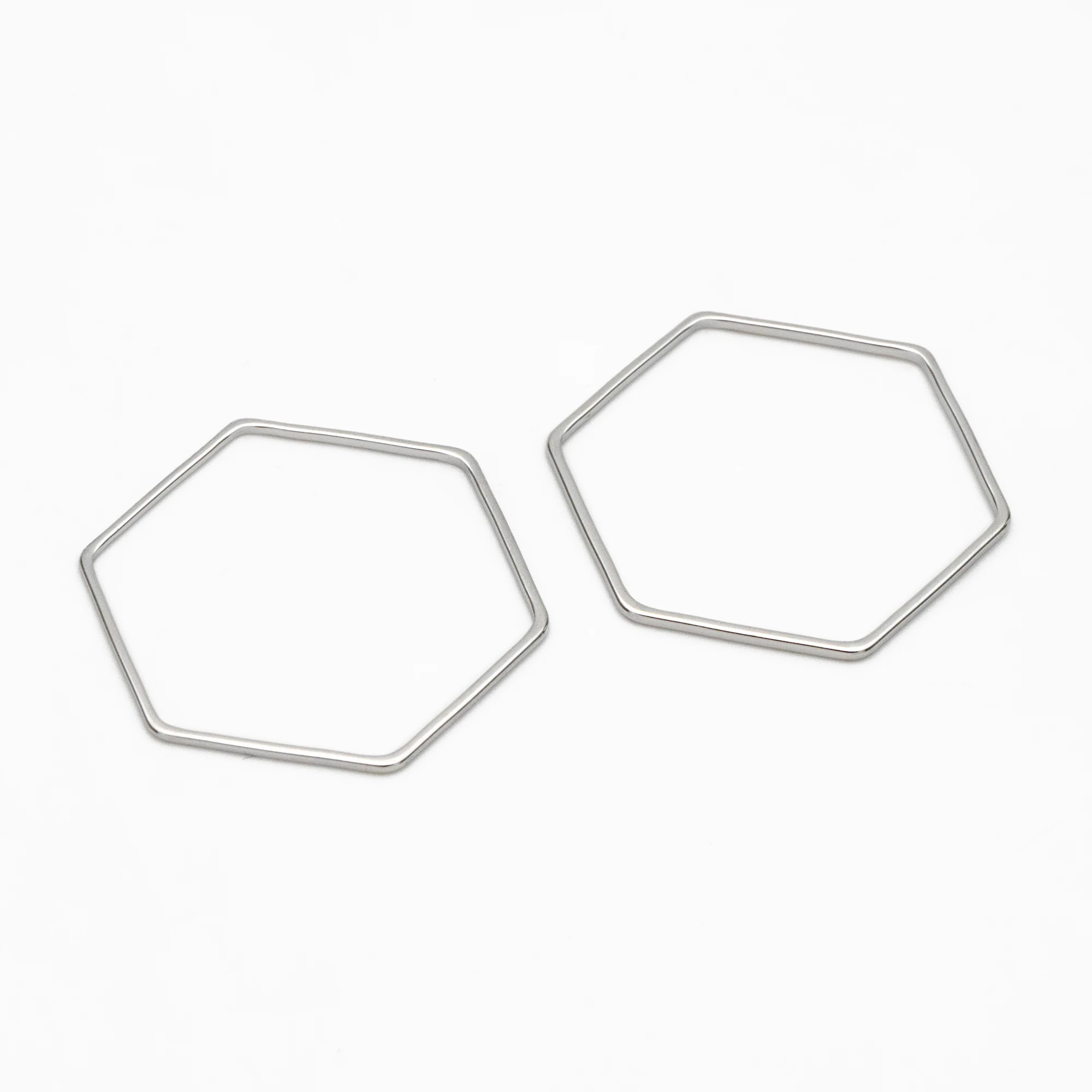 10pcs Gold/ Sliver Hexagon Wire Charms 25x28mm, 18K Gold/ Rhodium Plated Brass, Geometric Hoop Pendants (GB-4091)