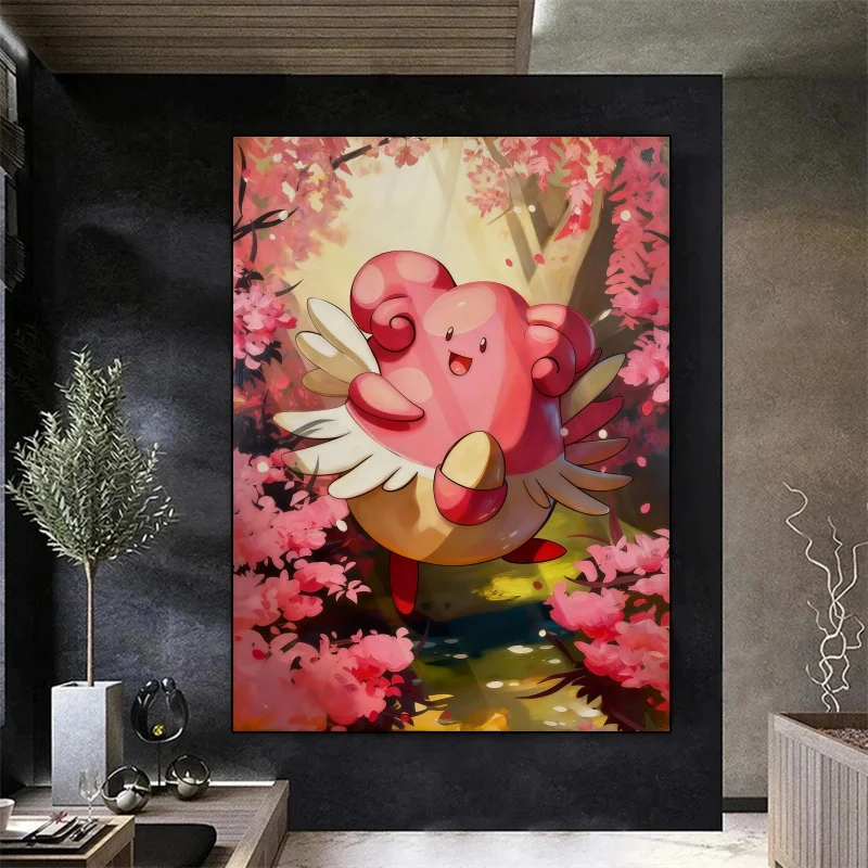 Obraz na płótnie Anime Pokémon Chansey, fantazyjny styl, dekoracja ścienna do domu, słodki prezent dla fanów Pokémona