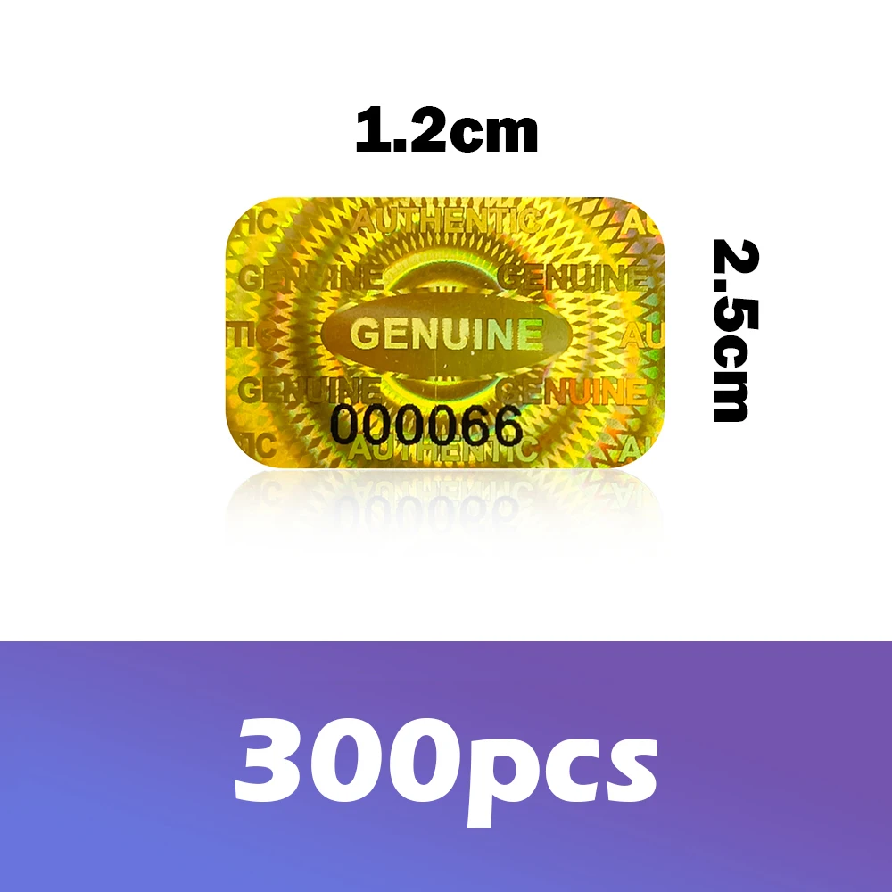 300/600 stücke 2,5x1,5 cm Sicherheit Dichtung Tamper Proof Aufkleber Holographische Garantie Nichtig Laser Label mit Serielle anzahl etikett