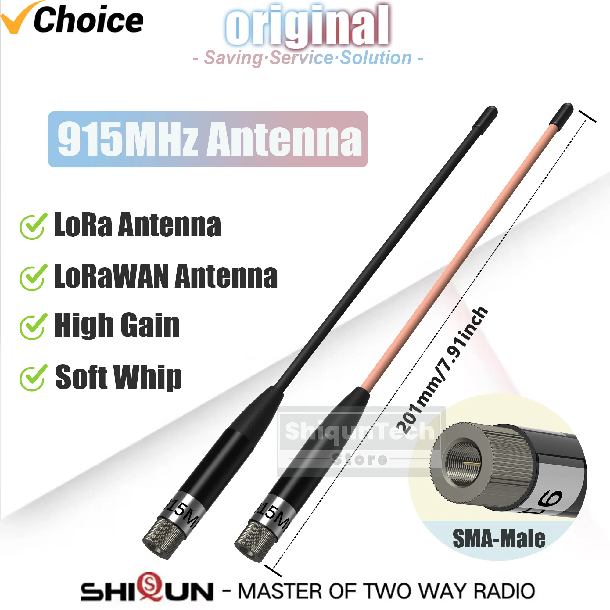 915MHz Antenna LoRa Soft Whip Long Range High Gain Antenna SMA Male Connector For LoRaWAN Gateway IoT Wireless Modules 1/2/5PCS