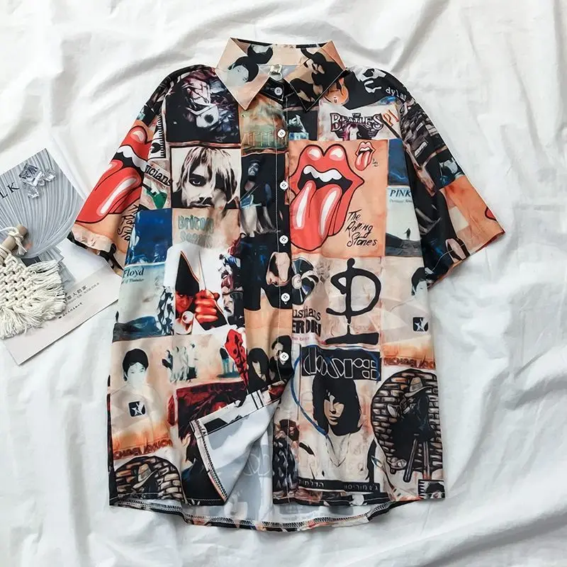 

Рубашка в стиле ретро Гонконга, Design Sense, Niche Charm, топ с короткими рукавами, классическая рубашка в неразличном стиле