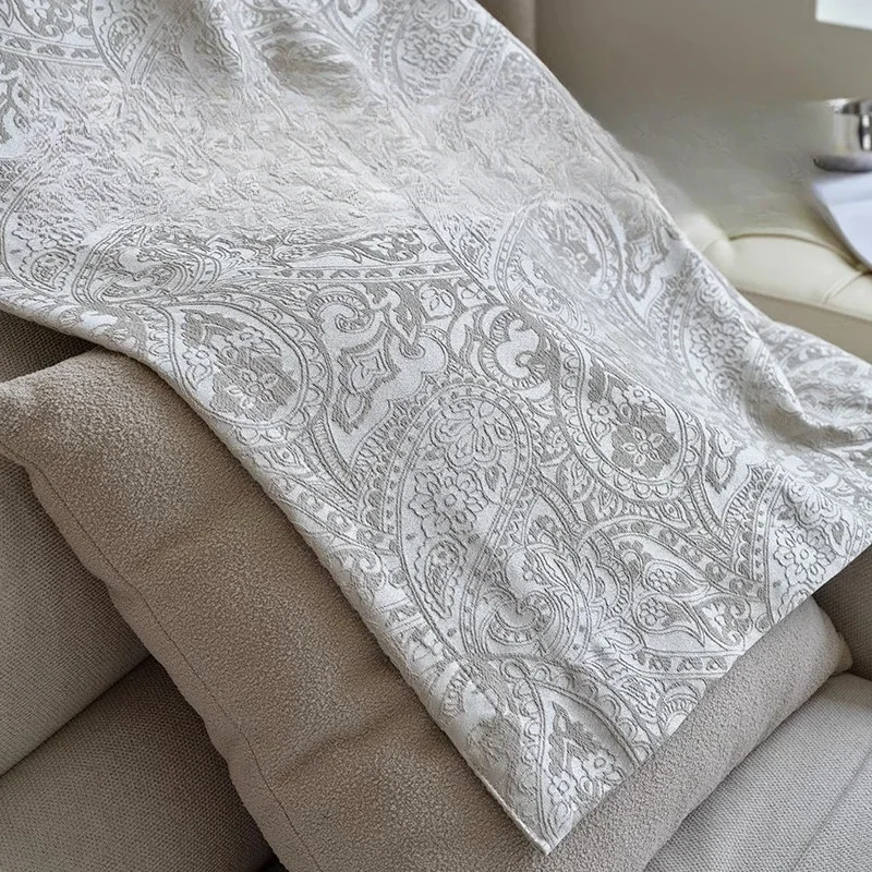 

Custom Size Luxury French Chenille Curtains for Living Dining Room Bedroom Cream White Cashew Flower window Decor White Tulle