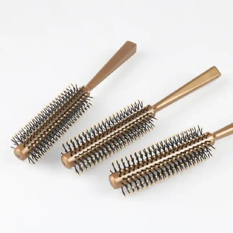 Manufacturers provide cylinder curly hair styling rolling comb gold high-quality nylon tooth massage comb dry and wet dual use h