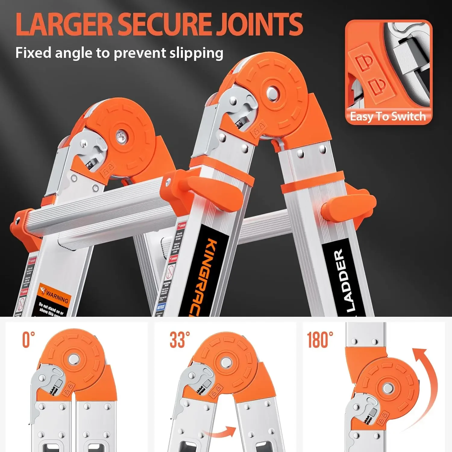 Ladder, A Frame 4 Step Extension Ladder, 11.4 Ft Anti-Slip Multi Position Ladder with Stabilizer Bar, 330 lbs Security Load Tele