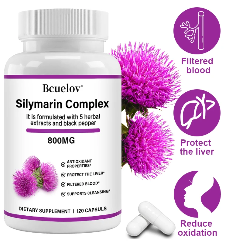 Bcuelov Silymarin Supplement – Improves Overall Liver Health, Antioxidant, Supports Liver Detoxification, Cleansing and Repair