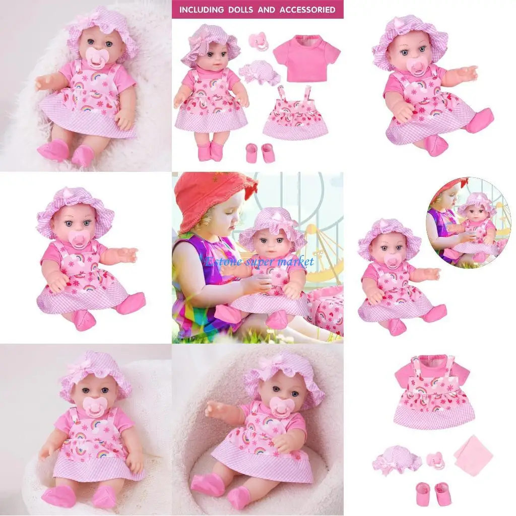 

090B Reborns Baby Dolls Life Like Caucasian Girl Doll Kids Cuddle Comforting Toy 30cm