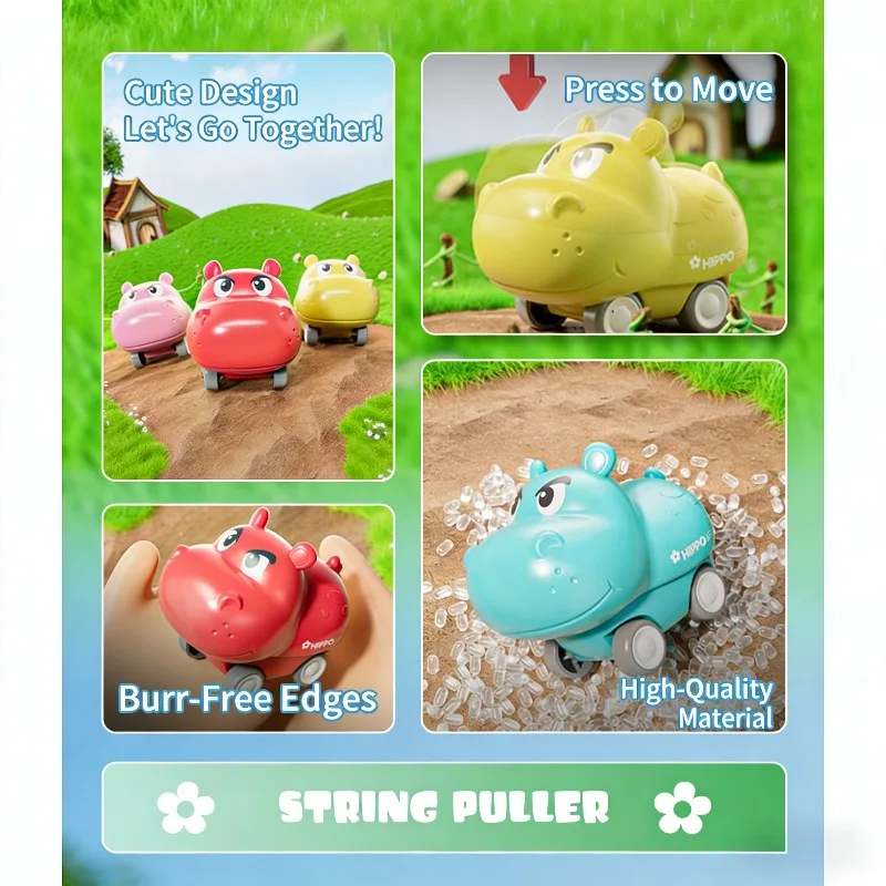 Niedliche Haustiere, kleine Autos, Babyspielzeug, Babypressen, Trägheitsspielzeug, sichere Materialien, Übung, Hand-Auge-Koordinationsfähigkeit, begleitendes Baby