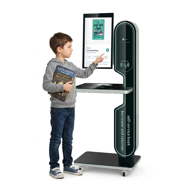 Library RFID Self Checkout Kiosk Self Service Machine Smart Library System Book Return Kiosk Touch Screen OEM Manufacturer