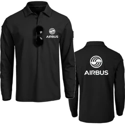 AIRBUS AVIATION Flight Airbusfan A320 Men POLO Long Sleeve Sports Lapel Tops Polo Shirts Men Sports Outside Tactical Tops
