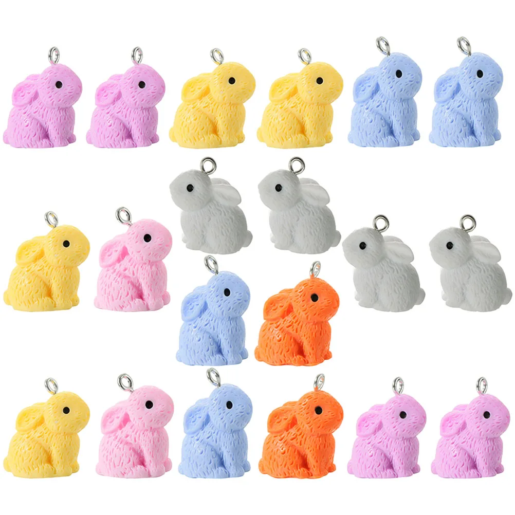 

20 Pcs Rabbit Earrings Pendant Charms Cartoon Animal Ornament Bunny Necklace Key Hanging Pendants Jewelry for Making