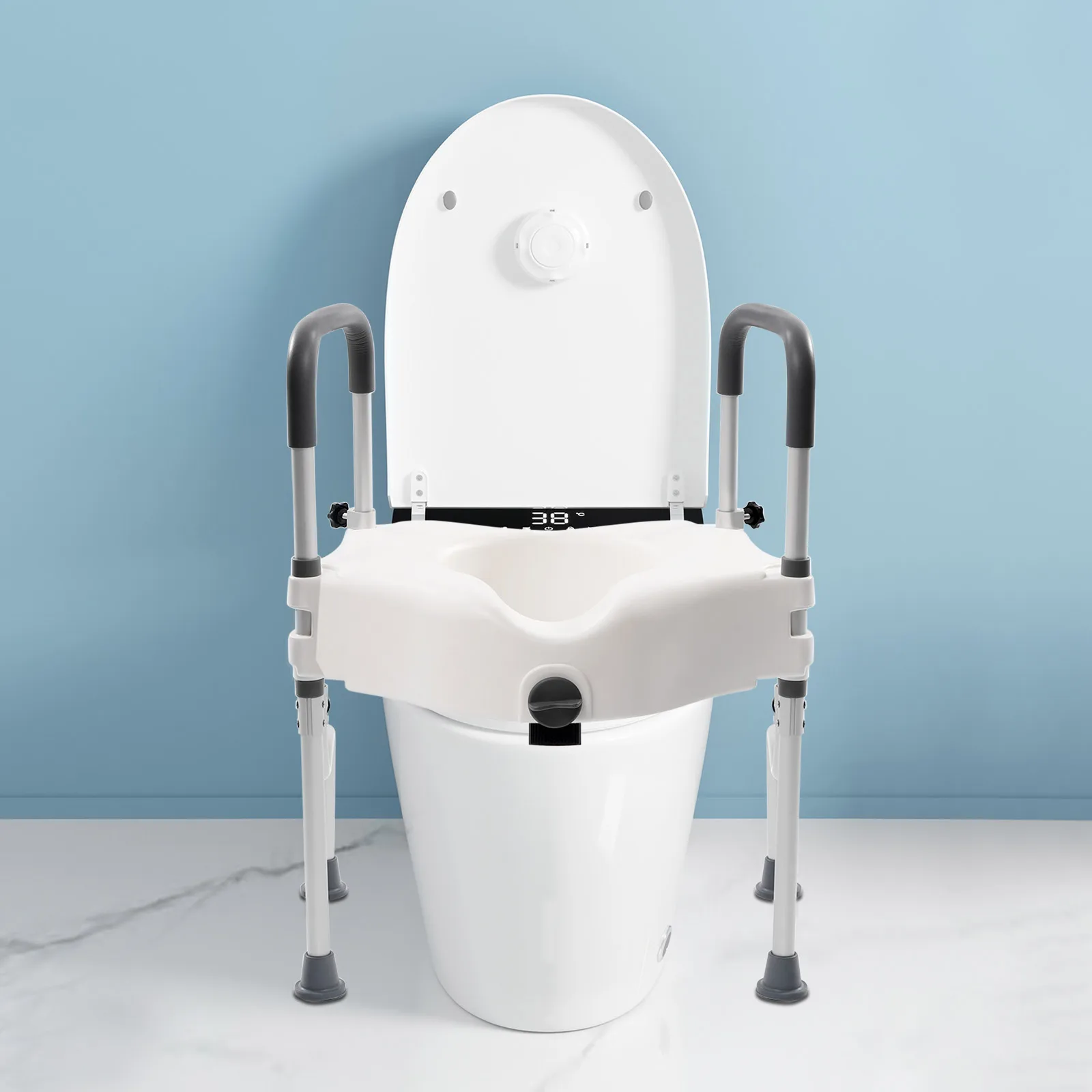 Toilet Seat Raiser & Safety Frames for Elder,  with Armrests, Elevator 110mm, 150Kg Weight Capacity