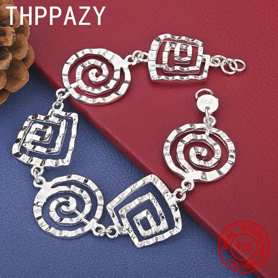 

THPPAZY 925 Sterling Silver Spiral Bracelet For Women Fashion Party High-Quality Engagement Wedding Popular Jewelry Hand Chain