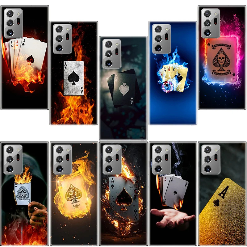 Ace Burning Poker Phone Case For Samsung Note 20 Ultra 10 Lite 9 8 M11 M12 M21 M30S M31 Galaxy M32 M51 M52 A9 A8 A7 A6 Plus A90